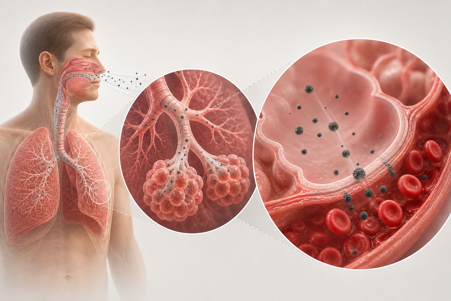 PM2.5 finompor útja a tüdőből a véráramba — egészségügyi kockázat