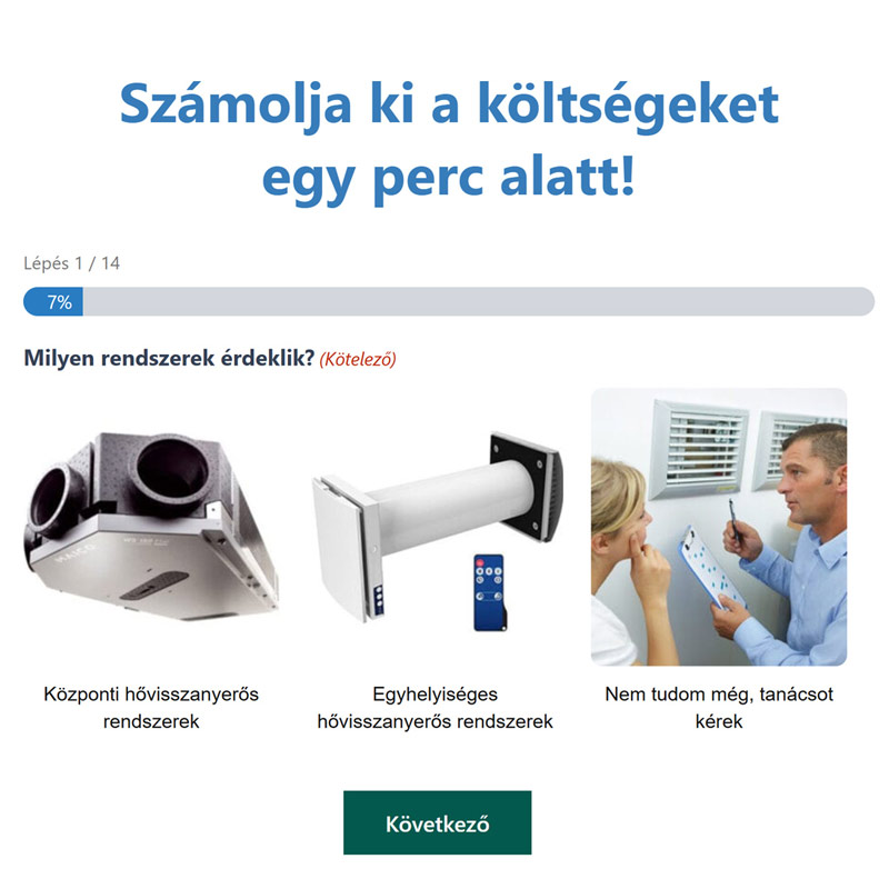 hővisszanyerős szellőztető kalkulátor